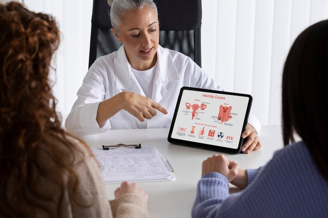 A woman consults with a doctor via a tablet, engaged in a virtual medical discussion